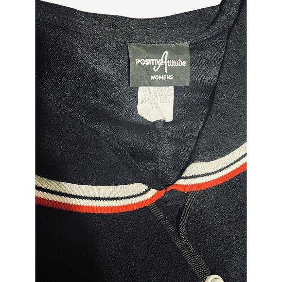 Positive Attitude Sailor Style Tunic Black Beach Cover Nautical Top Sz 18 VTG - Picture 8 of 11